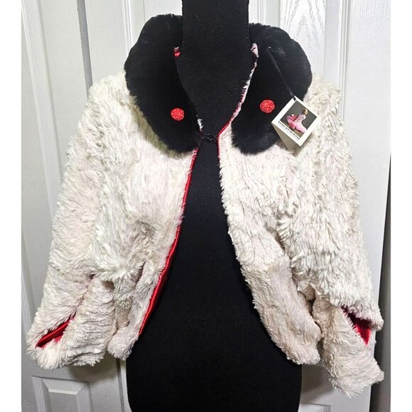 Vintage Lala Originals Recycled Faux Fur Cape Jacket Winter Shawl Wrap Holiday - Picture 1 of 8